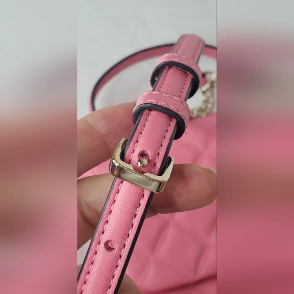 NWT Kate Spade -Small Quilted Pink Crossbody Handbag Bag with Silver Hardware - Picture 11 of 14